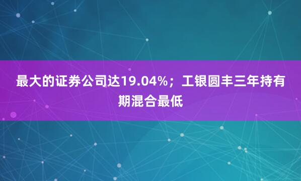 最大的证券公司达19.04%；工银圆丰三年持有期混合最低